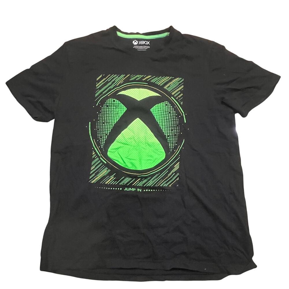 Xbox Black Graphic Tee Size‎ L Gamer Logo Jump In Retro Gaming Style Y2K